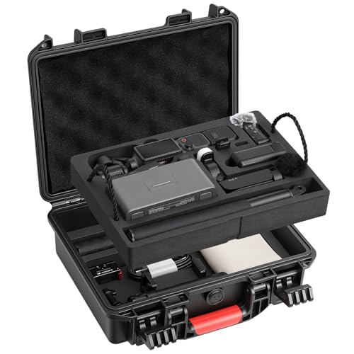AMAZEAR Waterproof Hard Case Compatible with DJI OSMO Pocket 4, Pocket4 Creator Combo Accessories Dual-Layer Hard Shell Cover Travel Box for Carrying, Protection, Storage, Organization, Black