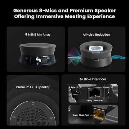 Nearity A20Sx3 Conference Speaker and Microphone, USB Speakerphone w/8 Mics, 16ft Voice Pickup, AI 2.0 Noise Cancelling, USB Speakermic with Daisy Chain, Works with Microsoft/Teams/Google Meet - color: A20S-3PACK-BLACK