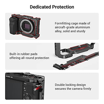 SMALLRIG ZV-E10 Cage with Silicone Handle and Built-in Threaded Holes, Cold Shoe and Quick Release Plate for Sony ZV-E10 - style: Cage with Silicone Handle