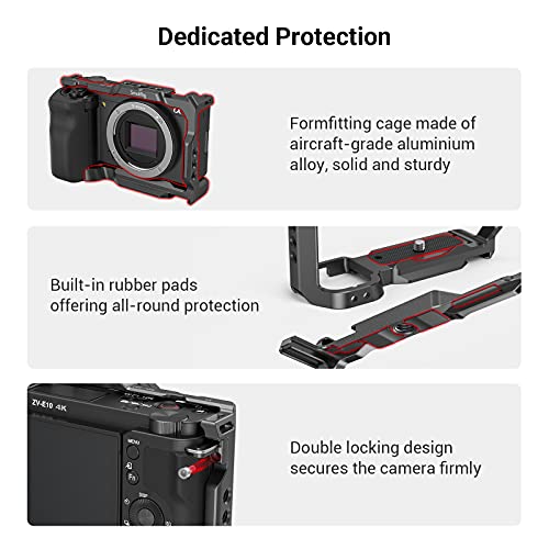 SMALLRIG ZV-E10 Cage with Silicone Handle and Built-in Threaded Holes, Cold Shoe and Quick Release Plate for Sony ZV-E10 - style: Cage with Silicone Handle
