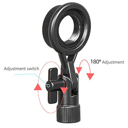 Germerse Microphone Holder, Portable Anti Vibration Mic Stand Adapter, Black Plastic, 22mm/0.9in Threaded Microphones