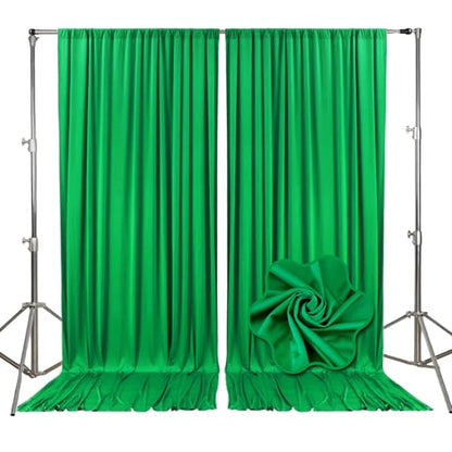 10ft x 10ft Grass Green Backdrop Curtains for Parties, Fabric Satin Background Curtain with Rod Pockets for Weddings, Birthday, Baby Shower, Photography, Graduation Party Backdrop Drapes, 2 Panels - color: Grass Green