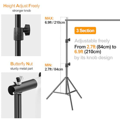 EMART Photo Backdrop Stand kit, 6.9 x 10 ft Back Drop Adjustable Frame for Photography, Photoshoot Banner Background Support Holder for Parties Dectoration - size: 6.9x10ft