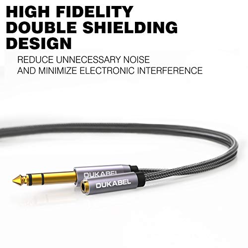 DUKABEL TopSeries Long 6.35mm (1/4 inch) to 3.5mm (1/8 inch) Headphone Jack Adapter -8ft (2.4m) 1/8 Female to 1/4 Male Extension Cable 3.5 to 6.35 for Mixer Guitar Piano Amplifier Speaker and More - size: 240 cm