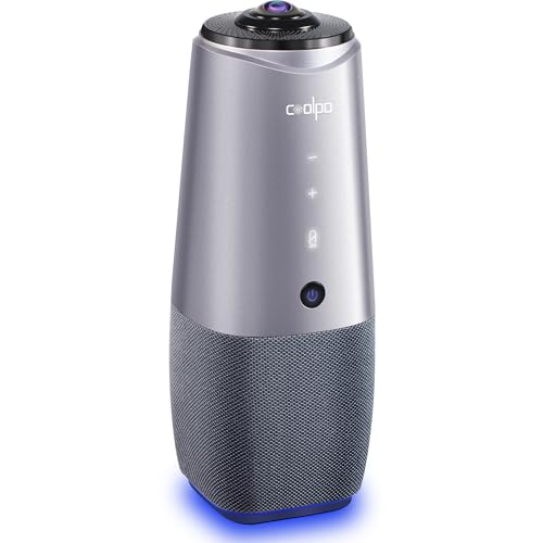 COOLPO Camera 360, 4K Smart Video Conference Room Camera and Microphone, AI Driven Speaker Tracking, Noise Cancellation, Works with Zoom, Google Meet, Meeting, Plug Play Setup, AI Huddle Pana