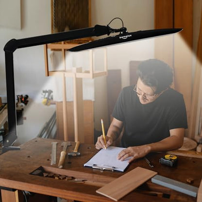 117PCS LED Clamp Desk Lamp, 20 Inch Metal Swivel Arm with Protective Casing, 2200 Lumens, Dimmable Task Lamp for Reading, Office Work, Sewing, Study, and Crafts(Black) - size: BLACK-NonCCT-Protective
