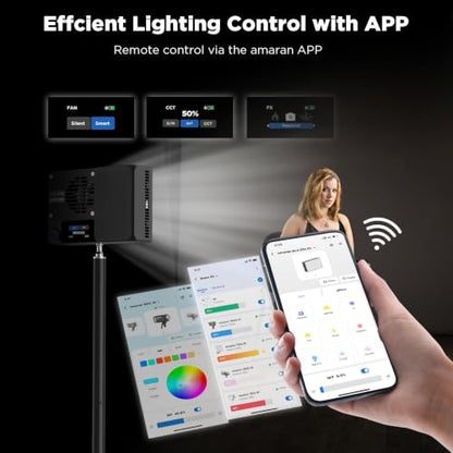 Amaran Ace 25c Pocket RGBWW LED Light, Boost Mode Up to 32W, Full-Color Mini Video Light (2,300-10,000K), 1,171 Lux@1m at 5,600K, 4500mAh Battery with PD Fast Charging for Mobile Creators (Charcoal) - color: Charcoal