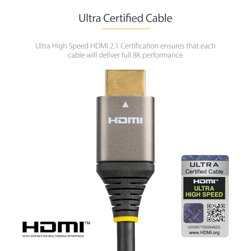 StarTech.com 10FT/3M HDMI 2.1 Cable 8K - Certified Ultra HIGH Speed HDMI Cable 48GBPS - 8K 60 - size: 10 ft