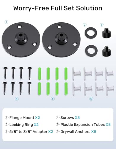 Mic Flange Mount with Non-Slip Pad - 5/8"-27 Metal Microphone Flange Mount with Mounting Screws for Wall Ceiling Table Mount, Ideal for Podium Gooseneck Stand, Studio and DIY Setup, 2 Packs - size: 2 Pcs