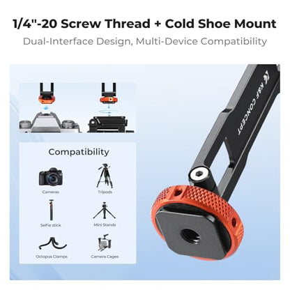 K&F CONCEPT Magnetic Metal Phone Mount with Cold Shoe Mount, Adjustable Rotatable Phone Holder Adapter Compatible with iPhone 17/16/15/14/13 Serie, Camera Monitoring, Tripods, Stabilizers
