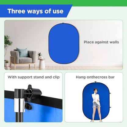 Green Screen Chromakey Backdrop with Clip,Portable 3X5ft Blue&Green Screen 2 in 1 Pop Up Collapsible Backdrop for Photo and Video Shooting,Gaming - color: Green&Blue