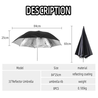Godox UB002 33"/84cm Photography Studio Flash Black & Silver Reflector Umbrella for Studio/Outdoor Photo and Video Lighting Accessories - size: 33"/84cm