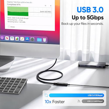 USB Extension Cable Extra Long 23 FT /7M, USB 3.0 Extender Cable 5Gbps Data Transfer and Charging Supported, USB Male to USB Female Cable for Printer, Scanner, Webcam, Keyboard, Mice, USB hub - size: 23FT