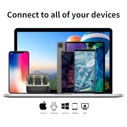 3-in-1 Wireless Lavalier Mic with 2 Receivers & 2 Mics, Lightning/USB-C/USB-A for iPhone 16 15 14, Android, PC, 40H Battery Life Noise Cancelling Lapel Mic with Furry Windscreens for Vlogging - color: Black and Silver