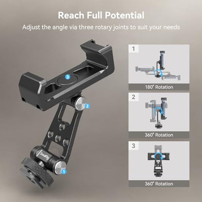 SmallRig Phone Support for DJI Stabilizers, Adjustment Phone Mount Adapter with 1/4"-20 Threaded Hole, Cold Shoe for DJI RS 4 Mini/RS 4 Pro/RS 3 /RS 3 Pro/RS 3 Mini/RS 2 / RS C2 / R S/R SC - 4301 - style: with Cold Shoe Mount