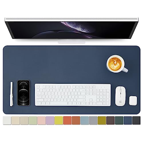 Leather Desk Mat - Non-Slip PU Desk Pad for Office and Home - Desk Organization and Accessories - Ideal for Large Mouse Pad and Desk Mats on Top of Desks (Dark Blue,31.5"x 15.7") - color: Dark Blue, size: 31.5" x 15.7"