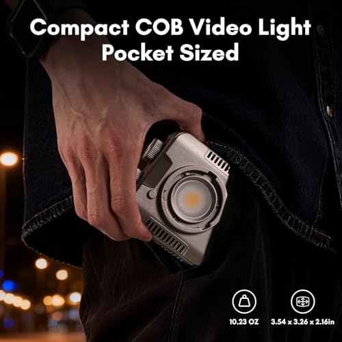 Tolifo Palm-Sized 40W RGB LED Video Light with Rechargeable 9000mAh /App Wireless Control/360° Full Color/CRI 97+ 2700-6500K/20 Effects for Vlogging Camera Photography Fill Light w Cold Shoe Mount