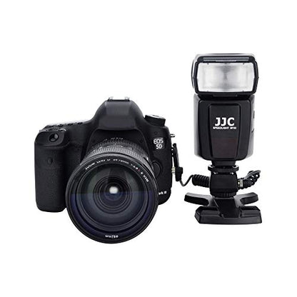 JJC Standard Hot Shoe Adapter with Extra PC sync Connection Port & 3.5mm Mini Phone Connection Port for Connecting Cameras to Additional Off-Camera Flash,Studio Light,Strobes or Other Accessories - size: Hot Shoe on the Bottom