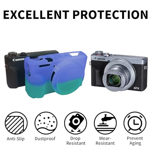 G7X Mark III Case, Soft Silicone Protective Case Cover with Removable Lens Cover for Canon Powershot G7X Mark III Digital Camera - Purple Blue - color: Purple Blue