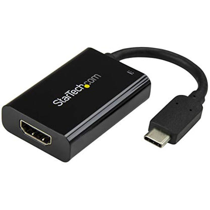 StarTech USB-C to HDMI 2.0 Active Adapter, 4K 60Hz, 60W PD, Black, 1080p - color: Black, style: 4K 60Hz w/ 60W PD Charge