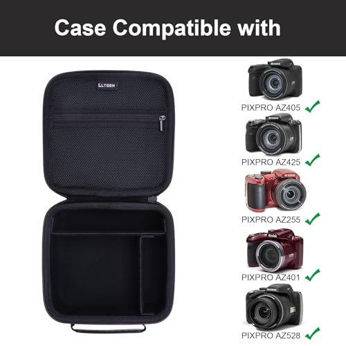 L LTGEM Camera Case Compatible with KODAK PIXPRO AZ405 / AZ528 / AZ425 / AZ255 Digital Camera and Accessories, with 2 Dividers and Shoulder Strap, Pink - color: Pink