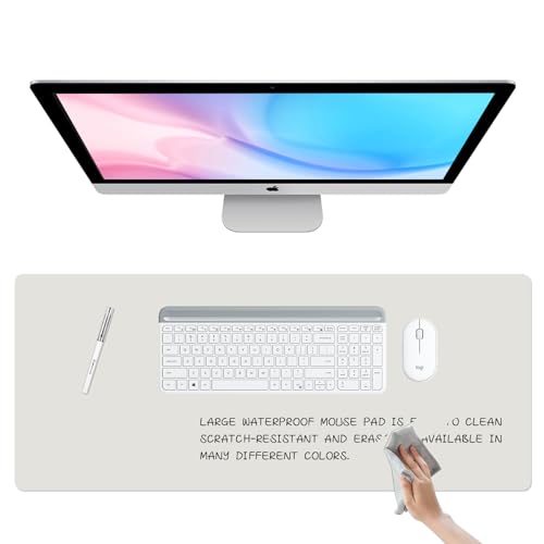 Dry Erase Desk Mat, Waterproof Desk Pad, Erasable Writing White Board for Making Plans, Non-Slip Large Desktop Protector for Office, Home, School 31"x13" (Grey) - color: Grey