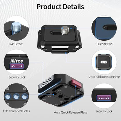 Nitze Quick Release Plate, Tripod Quick Release Mount, with Arca-Type Plate, Anti-Off Lock, Max Payload 10 kg / 22 lb - N51-A1