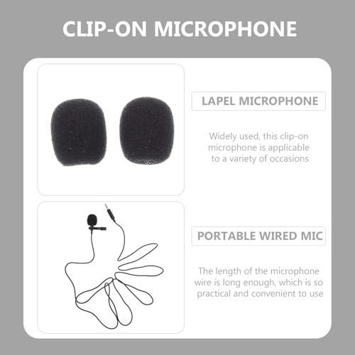 BESPORTBLE Clip-on Lapel Microphone Wired Noise-canceling Small Lavalier Mic for Phone Interview Recording Portable Black