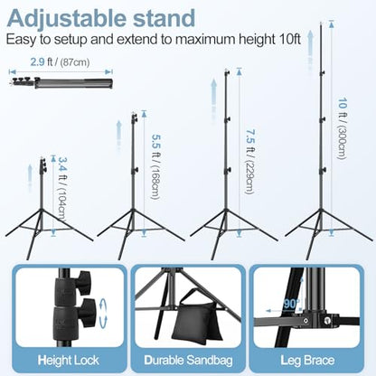 EMART 10x10FT Backdrop Stand, Photo Studio Back Drop Adjustable Stand with 6 Backdrop Clamps,2 Sandbags and Carry Bag,Heavy Duty Background Support System Kit for Photography,Parties,Wedding,Video - size: 10x10ft