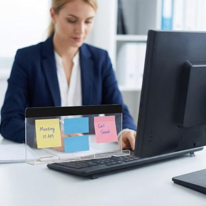 2Pcs Acrylic Monitor Memo Board with Charging Hole – Desktop Organizer for Notes, Phone Stand and Pen Holder, Transparent Office Accessory