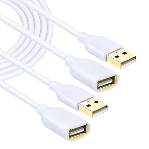 Costyle White USB Extension Cable, 2-Pack USB 2.0 10ft/3m Type A Male to A Female Extension Cord White USB Extender Cable with Gold-Plated Connectors - color: White, size: 10FT