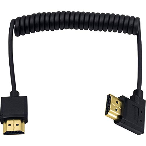 Duttek 4K Coiled HDMI Cable 1FT-4FT, Right Angled HDMI Male to Male Extender Cable for 3D and 4K Ultra HD TV Stick - size: Right Angled Male to Male 4FT/1.2M