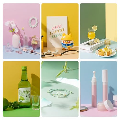 19x19 Inch Backdrop Board Kit, 2PCS Backgound Frame, 1PC Background Board, 6PCS Backdrop Paper, 6PCS Shadow Light Paper for Product, Food, Jewelery, Makeup Photography Shooting - size: 19x19inch