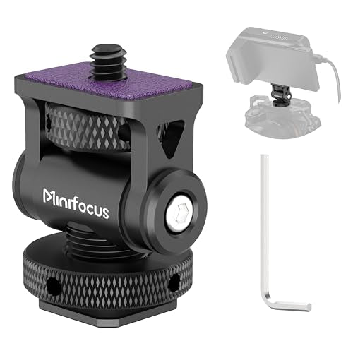 MINIFOCUS Camera Monitor Mount Swivel 360° and Tilt 180° Holder for 5" and 7" Field Monitor with Cold Shoe Mount and 3/8" & 1/4" Screw Hole - color: S1111