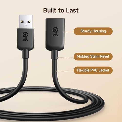 Cable Matters 3-Pack Short USB Extension Cable - 3ft, Male to Female USB Extender Cable, USB2.0 Extension Cord, 480Mbps, Black - size: 3 Feet, style: 3-Pack