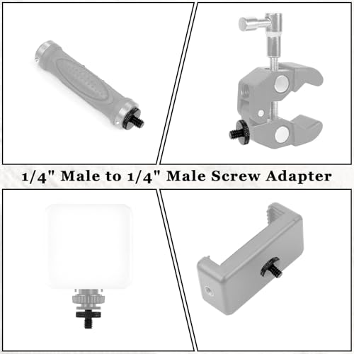 6 Pack 1/4" to 1/4" Threaded Tripod Screw Adapter, Double Sided Standard Mounting Thread Converter Monopod Shoulder Rig Tripod Screw Adapter Female Adapters Set for Camera Cage Mount Light Stand