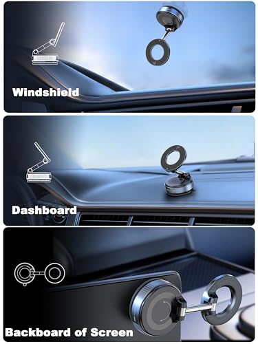 snanlen Upgraded 360° Nano Gel Vacuum Magnetic Phone Holder, 108+LBS Heavy Duty Suction Cup Phone Mount for Car Dashboard & Windshield, 3000gf MagSafe Compatible with iPhone 17/16 Pro Max White - color: White