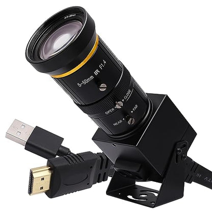 SVPRO 4K Streaming Webcam with 5-50mm Zoom Lens, USB & HDMI Dual Ouput,10X Optical Zoom Manual Focus Camera H.264 Computer Vision Industrial Security Camera for PC/Monitor/TV/Projector