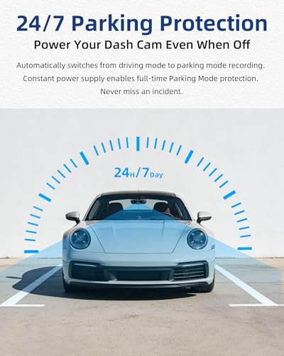 Dash Cam Hardwire Kit USB C – Acc Power Cable with 24H Parking Mode & Low Voltage Protection, Compatible with Redtiger, Wolfbox, Vanture, Viofo, TERUNSOUL and Most Dash Cameras, 4 Fuse Tap Sets