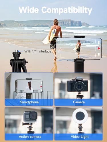 Rollei Auto Face Tracking Tripod, Smartphone Gimbal Stabilizer 64'' Selfie Stick Tripod Holder 360° Rotation for iPhone/Android Stand for Filming Streaming Tiktok Video Vlog - style: Easy Creator Quadpod