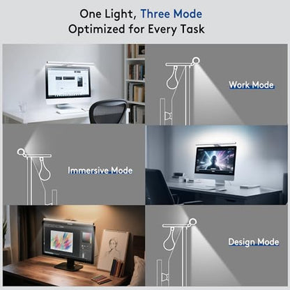 Quntis Monitor Light Bar with Remote, Eye-Care No Glare, Space Saving Home Office Desk Lamp, White, Stepless Dimming, Easy Setup LED Computer Light Backlight for Curved Gaming Monitors Reading Study - color: White