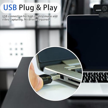QWC 004 Full HD 1080p Webcam with Microphone, 180° Rotatable, USB Plug and Play, Streaming Camera for PC/Mac/Laptop, Zoom/Skype/Facetime/Meetings