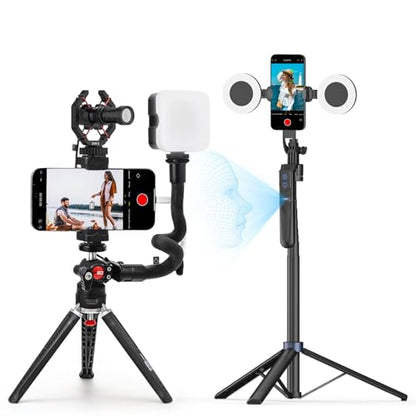 Smartphone Video Vlogging Kit Tiktok YouTube Podcast Equipment(V-Master)&Auto Face Tracking Tripod for Smartphones(UTK-02)