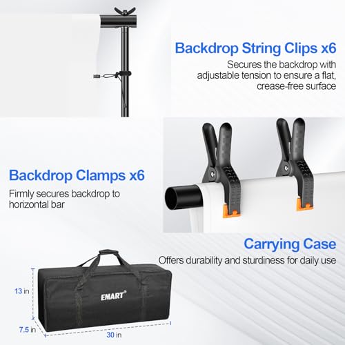 EMART 10x10ft Photography Backdrop Kit with 50W 5500K Daylight Umbrella Continuous Lighting Set, Black & White Backgrounds for Photo Studio Product, Photoshoot, Portrait Shoot - size: 10*10ft Stand/10*15ft Backdrop