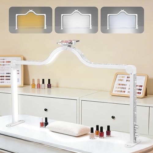 Arch Half Moon Light - Nail Lamp for Desk Foldable Nail Tech Light | Professional 34 inch 420 LED Beads Adjustable Brightness 3 Color Temperature for Manicure Crafting (White) - color: White