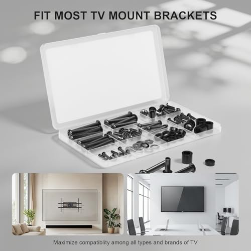 WALI Universal TV Mounting Hardware Kit Set Includes M4 M5 M6 M8 TV Screws and Spacer Fit Most TVs up to 80 inch (UVSP), Black - size: Mounting Hardware Kit