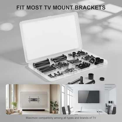 WALI Universal TV Mounting Hardware Kit Set Includes M4 M5 M6 M8 TV Screws and Spacer Fit Most TVs up to 80 inch (UVSP), Black - size: Mounting Hardware Kit