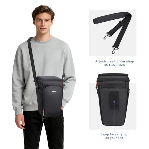 MOSISO Camera Bag, Top Access Crossbody Shoulder Bag for DSLR SLR Cameras with Lens Kit, Padded Camera Case with Rain Cover & Adjustable Should Strap, Photography Bags for Canon/Nikon/Sony, Black