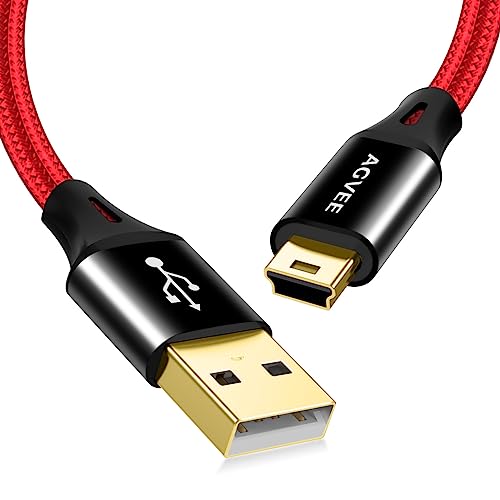 AGVEE 2 Pack 6.6ft Mini USB Cable, Durable USB-A to Mini-B Data and Charger | For TI-84 Calculator, Garmin GPS, Go-Pro Hero 4 3 2 HD, PS3 Controller, Canon Nikon Camera, Blue Yeti Microphone, - color: Red, size: 6.6ft+6.6ft