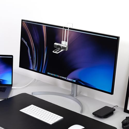 Center Screen/Middle Screen Webcam Mount with Video Conference Light, Position Webcam Anywhere on Monitor, Laptop Screen, Compatible with Logitech MX Brio, C920x, C922, C930 Webcams